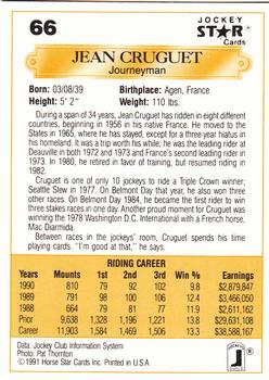 1991 Jockey Star Jockeys #66 Jean Cruguet Back